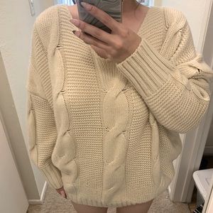 White knit sweater